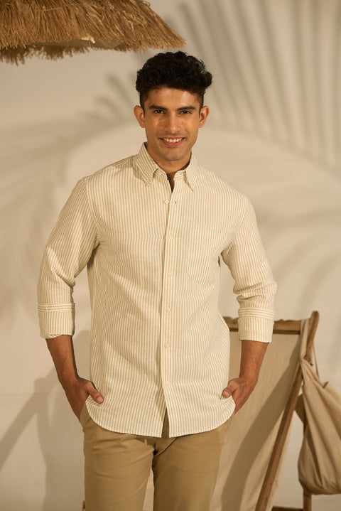 Stripe Dusty Green Linen shirt