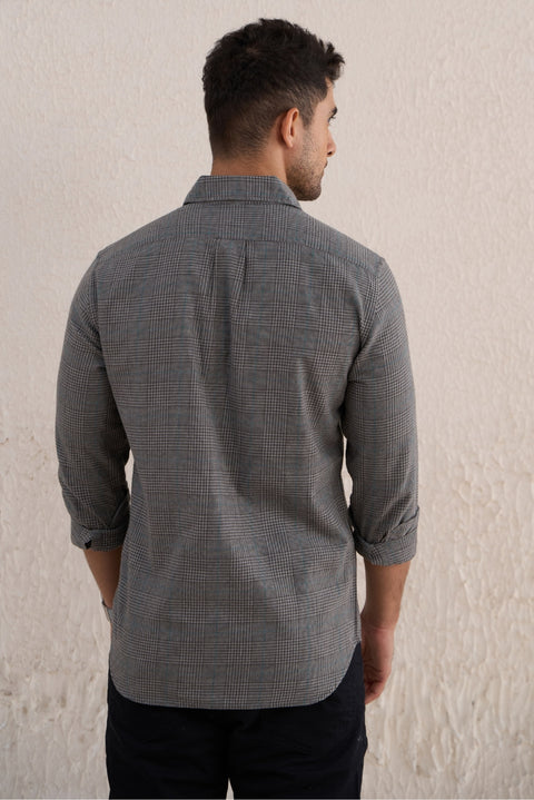 Grey Checks 100% Cotton Shirt