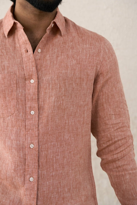 Baked Red 100% Linen Shirt