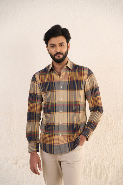 Rustic Brown Checks 100% Cotton Shirt