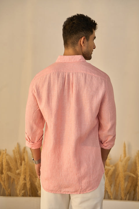 Blush Pink Solid 100% Linen Shirt