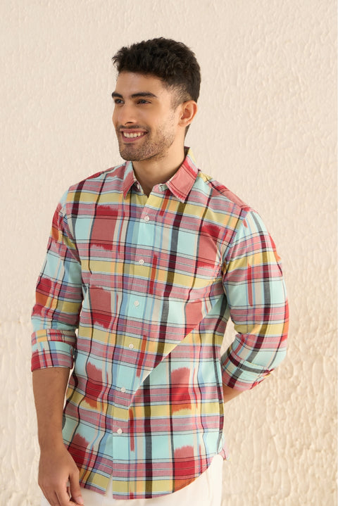 Ikat Checks Cotton Shirt