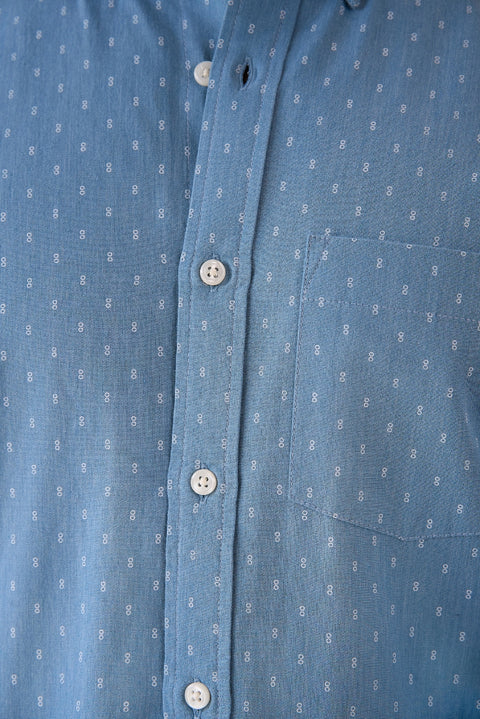 Chambray Small Motifs Cotton Shirt