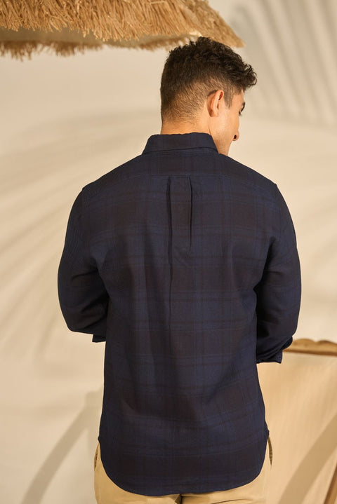 Indigo Checks Shirt In Cotton