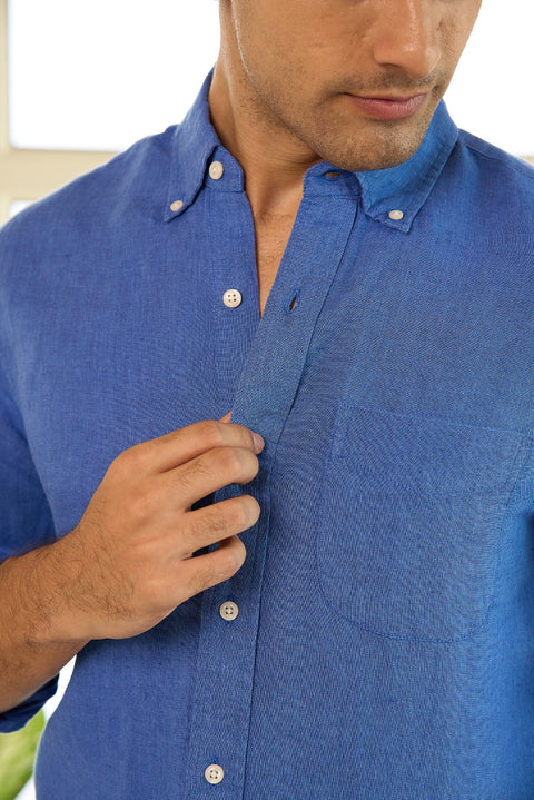 Royal blue linen shirt