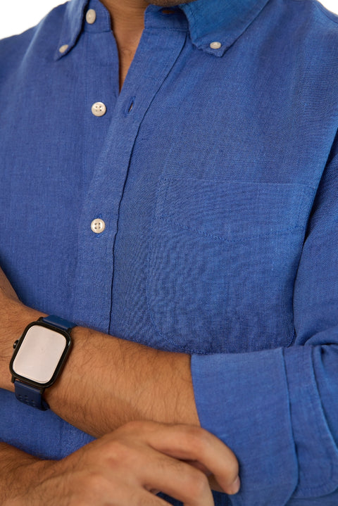 Royal blue linen shirt