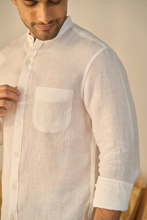 Mandarin Collar Linen Shirt