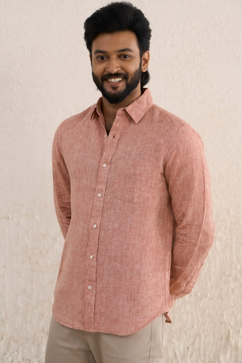 Baked Red 100% Linen Shirt