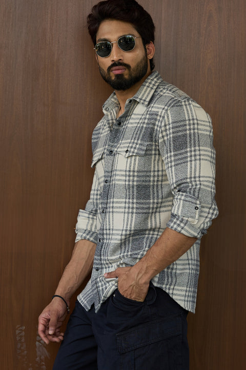 Checks  western model shirt with snap buttons in cotton