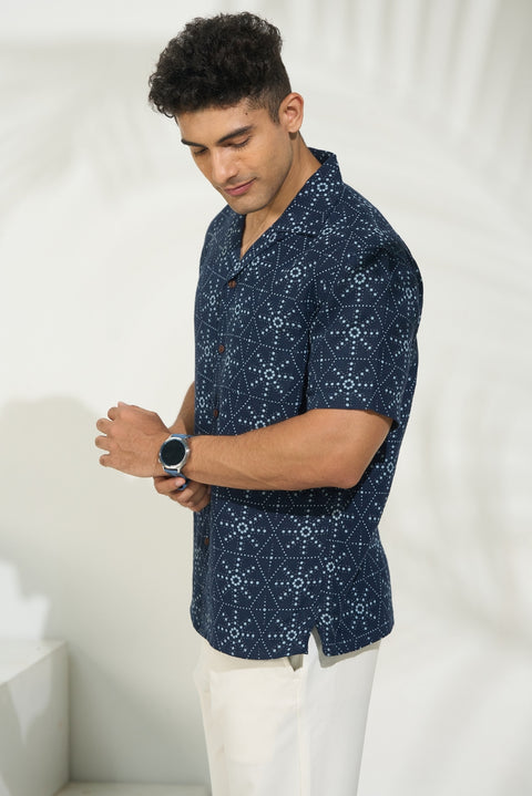 Geo Dots Linen-Cotton Shirt