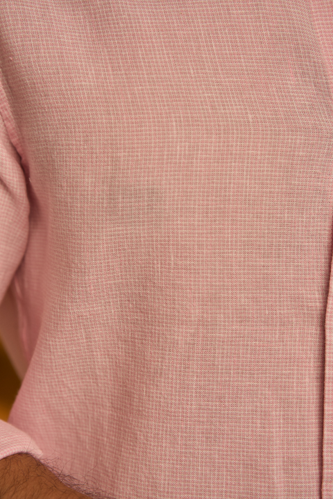 Pink Mini Houndstooth Linen Shirt