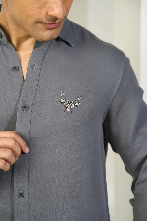 Charcoal Grey Waffle Cotton Shirt