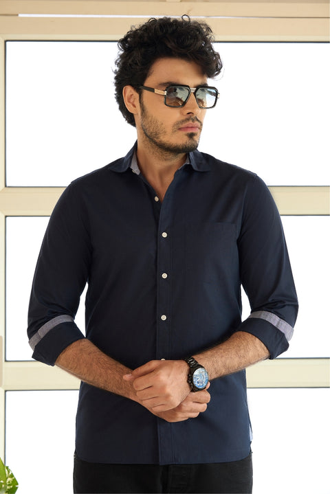 Men's Crisp Cotton Navy Shirt