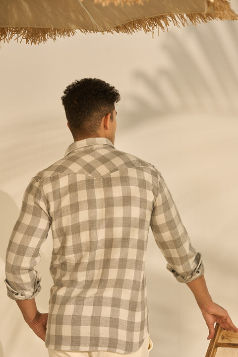 Western Model Melange Buffalo Checks Snap Button Shirt