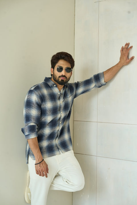 Blue Sky Plaid shirt in cotton