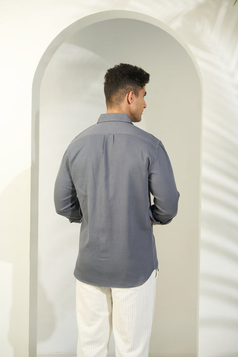 Charcoal Grey Waffle Cotton Shirt