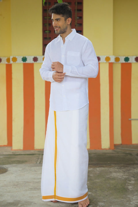 Summer White Linen Shirt For Men