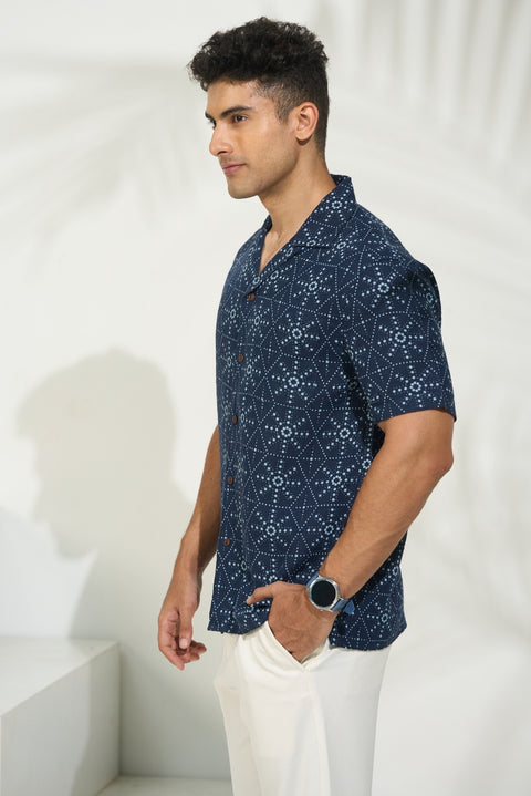 Geo Dots Linen-Cotton Shirt
