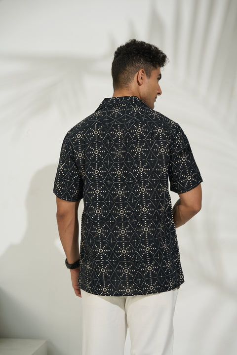 Midnight Dots Linen-Cotton Shirt