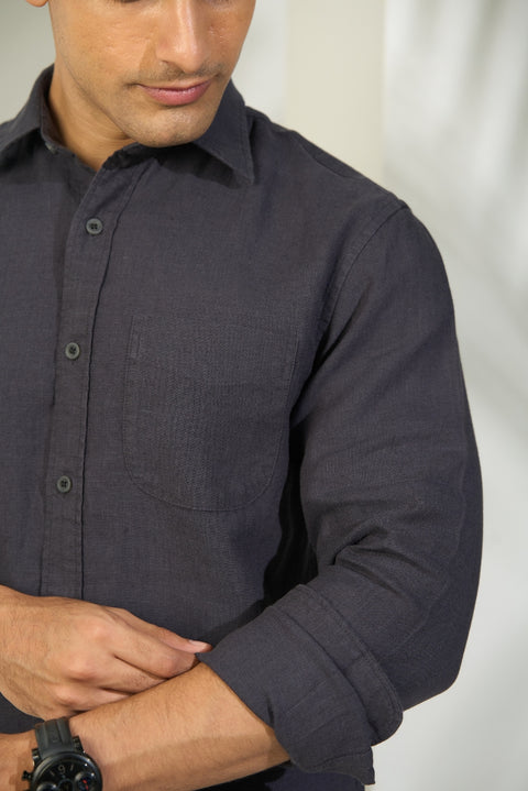 SMOKE GREY LINEN SHIRT