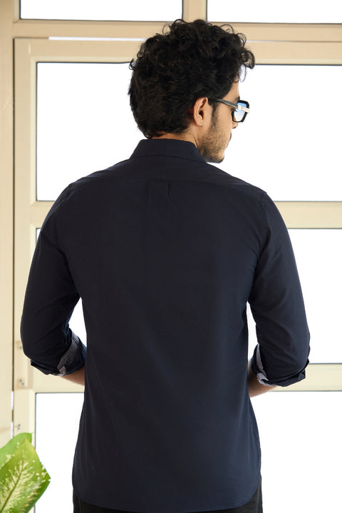 Men's Crisp Cotton Navy Shirt