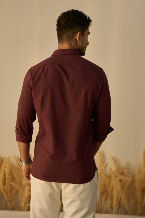 Mens Burgundy Colour Cotton Shirt