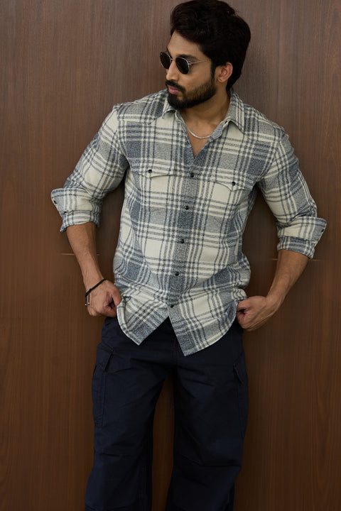 Checks  western model shirt with snap buttons in cotton