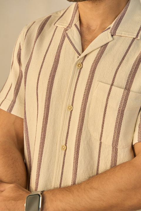 Ivory Stripe 100% Cotton Shirt