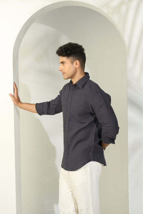 SMOKE GREY LINEN SHIRT