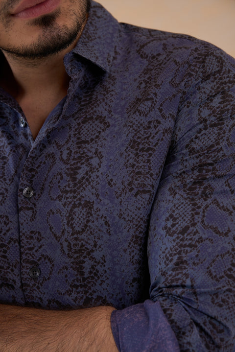 Sleek Serpent Snake Skin Print Shirt