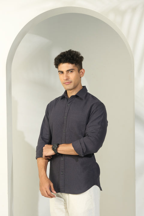 SMOKE GREY LINEN SHIRT