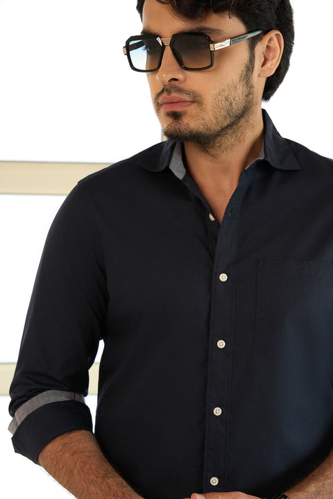 Men's Crisp Cotton Navy Shirt