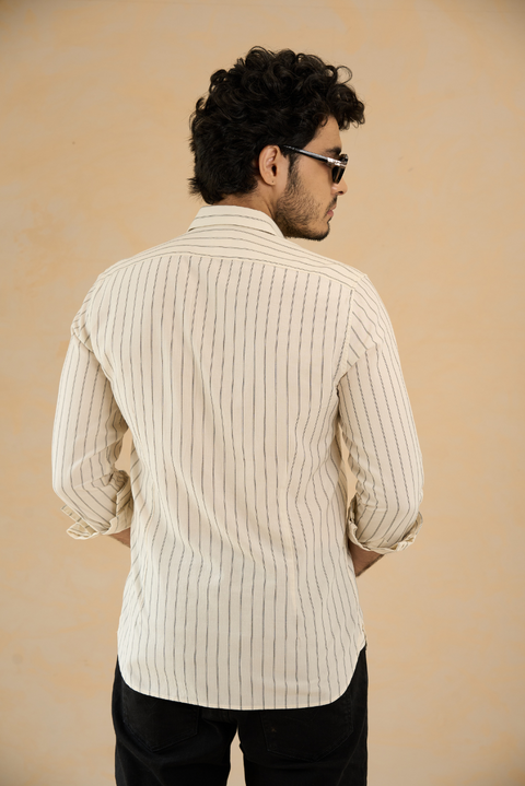 Ivory Striped Premium Cotton Shirt