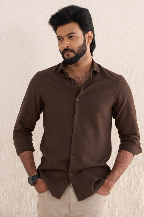 Dark Brown 100% Cotton Shirt