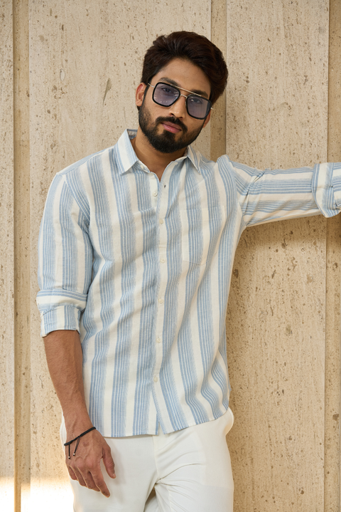 Coastal breeze 100 % linen striped shirt