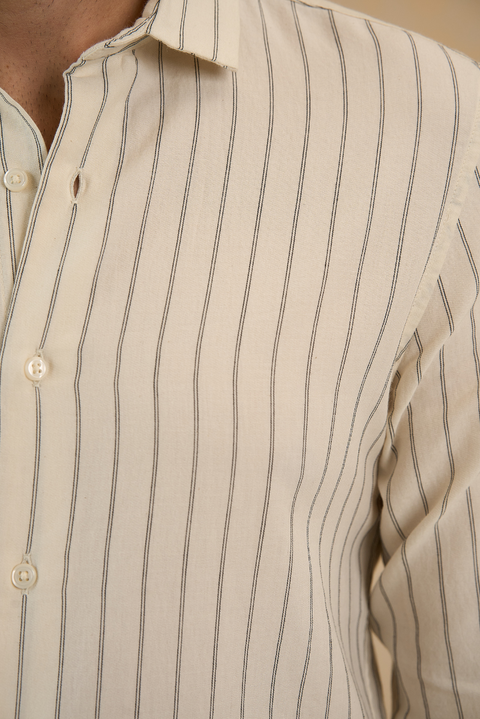 Ivory Striped Premium Cotton Shirt