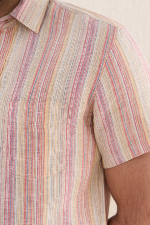 Half Sleeve Multi Stripes Linen shirt