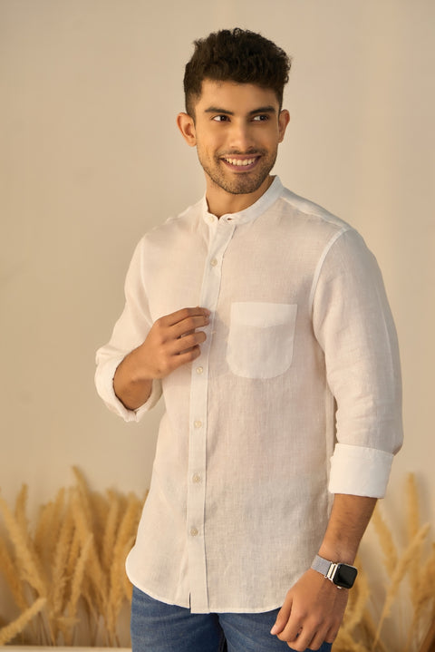 Mandarin Collar Linen Shirt