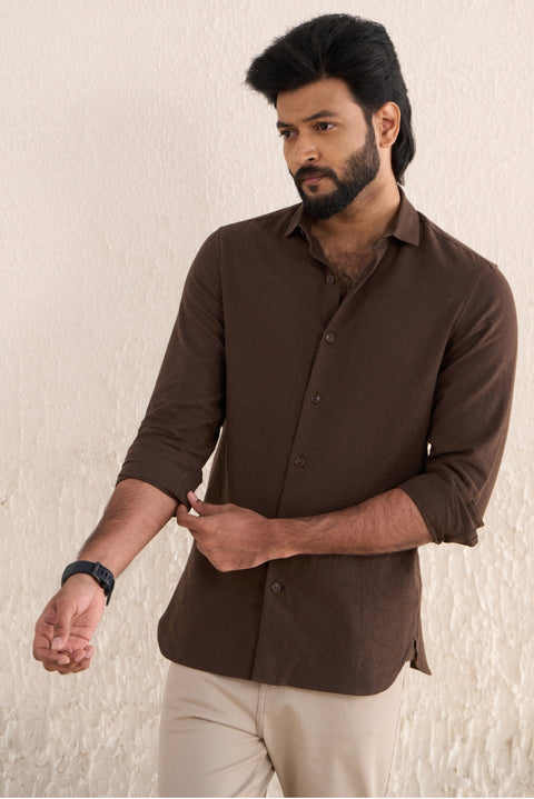 Dark Brown 100% Cotton Shirt