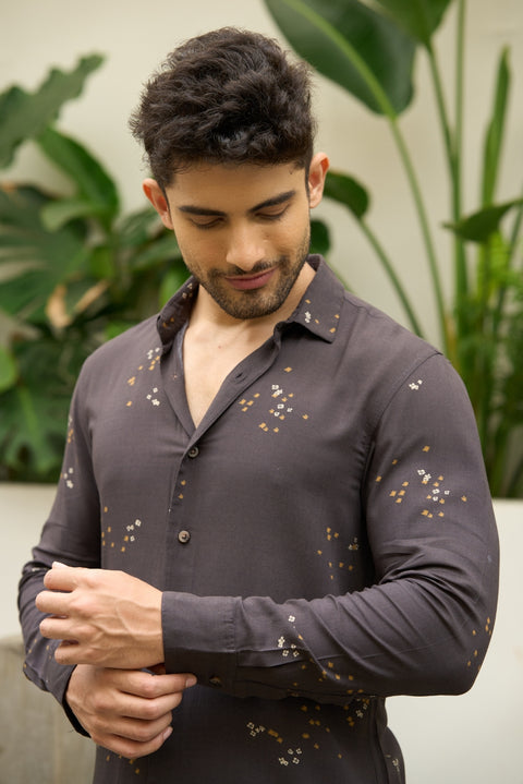 Midnight Brew – Printed Modal Holiday Shirt
