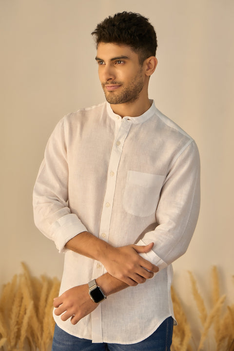 Mandarin Collar Linen Shirt