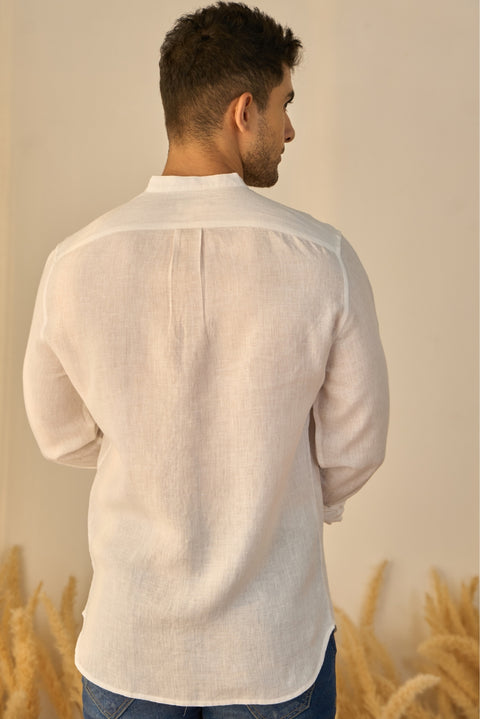 Mandarin Collar Linen Shirt