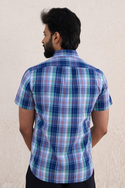 Blue Checks 100% Cotton Shirt