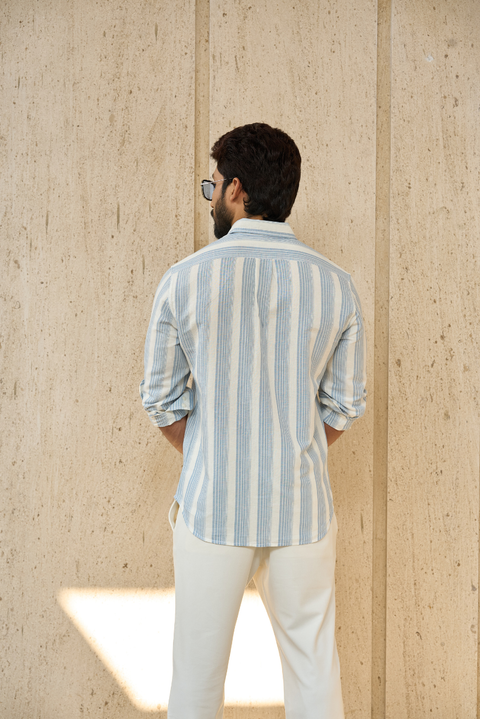 Coastal breeze 100 % linen striped shirt