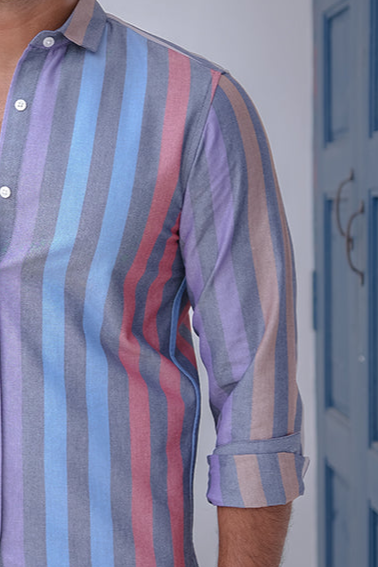 Ash Grey Stripes Cut Away Collar