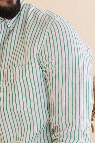 Green Striped Linen Shirt