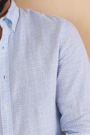 Printed Geometric Linen Shirt