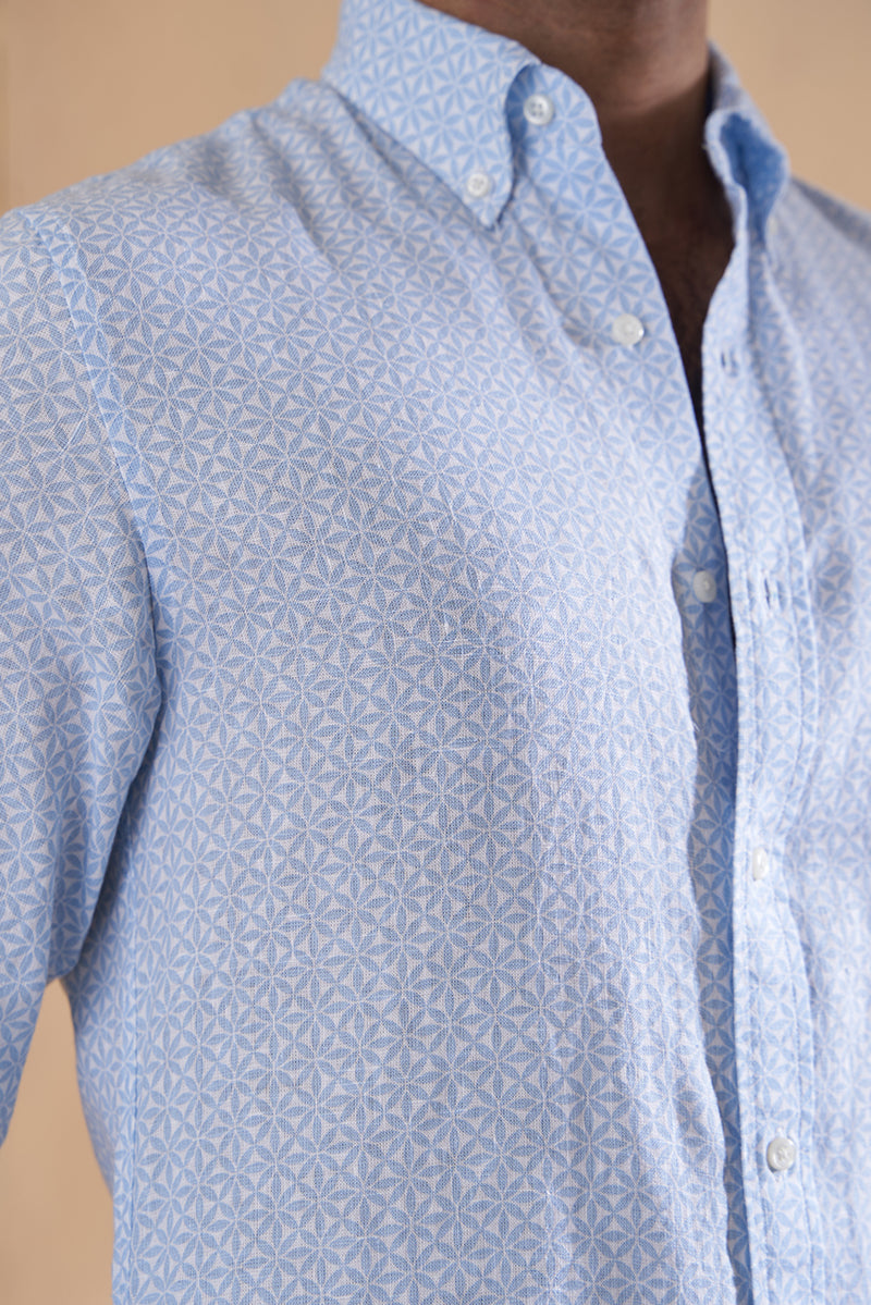 Printed Geometric  linen shirt