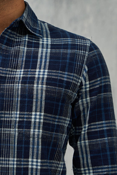 Indigo Checks Cotton Shirt