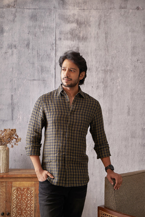 Olive Night Linen Shirt